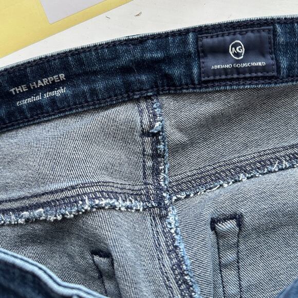 AG Dark Wash The Harper Essential Straight Raw Hem Jeans 29 - Picture 10 of 15